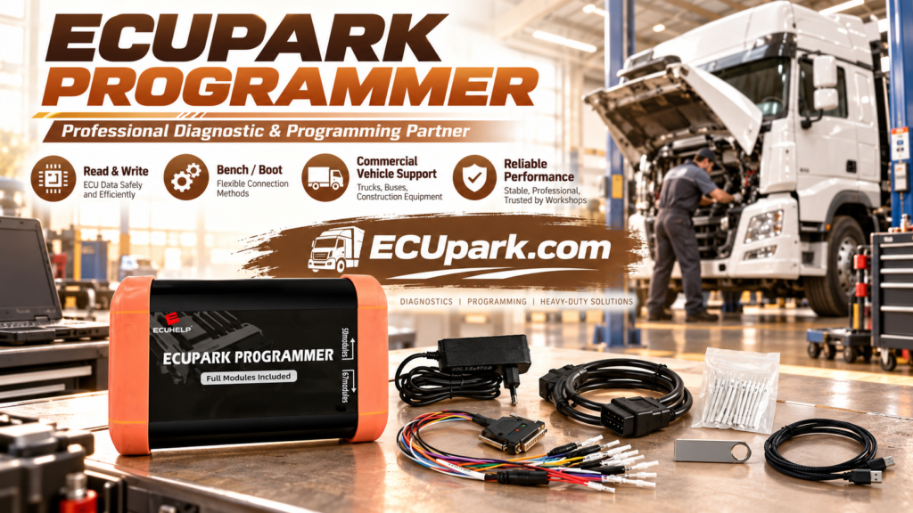 Technician preparing original and replacement ECUs for ECUpark cloning