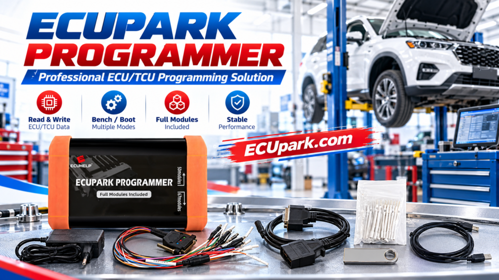 ECUpark technician recovering an ECU after interrupted PCMflash programming