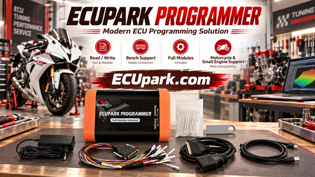 Technician safely storing a removed ECU before ECUpark bench programming