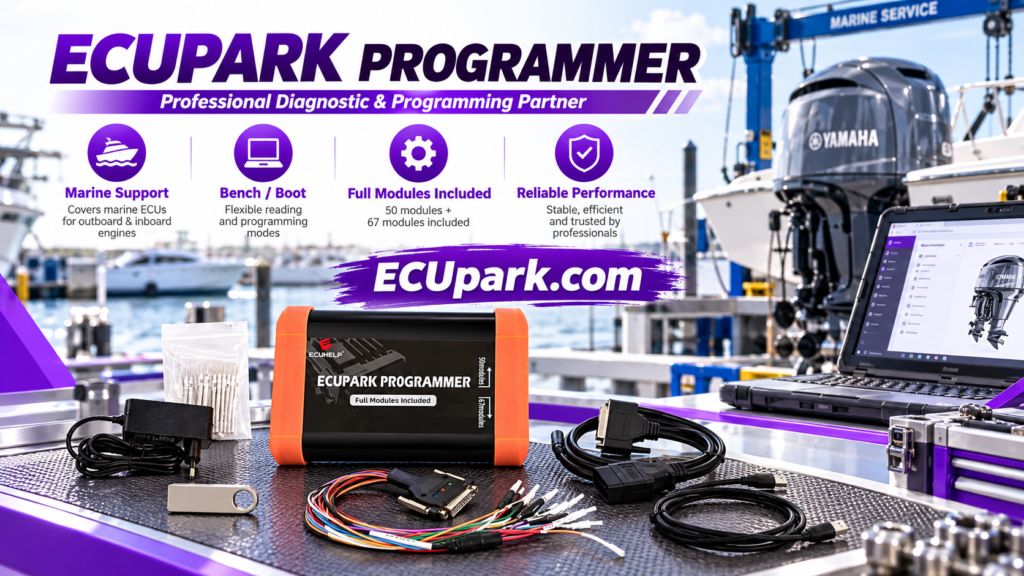 Technician completing an ECU programming job intake checklist beside an ECUpark programmer