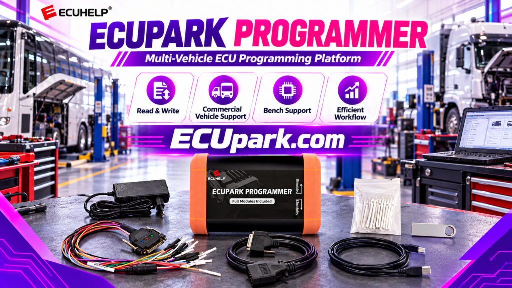 ECUpark ECU Programmer performing Flash and EEPROM programming operations