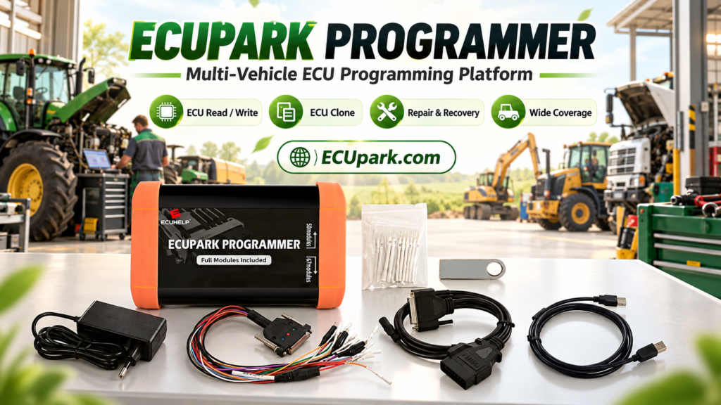 Technician completing ECUpark post-programming inspection and vehicle handover documentation