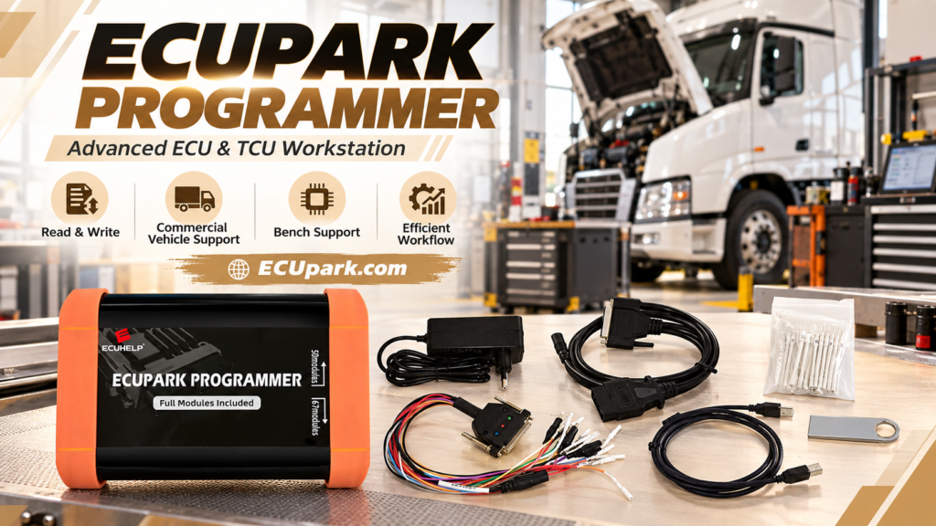 Technician verifying ECUpark software installation before ECU programming