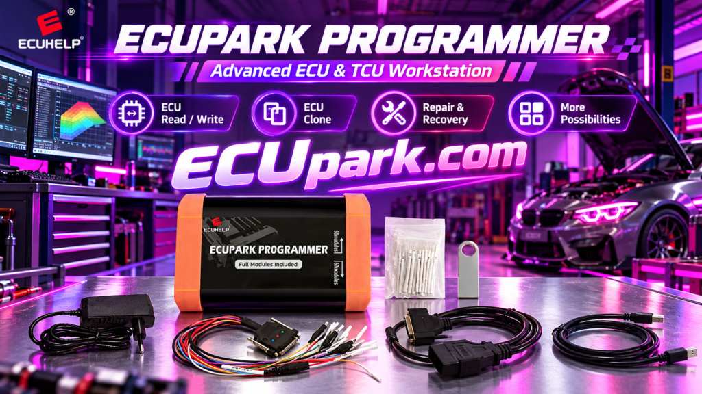Technician converting a supported VBF ECU file to BIN format with ECUpark and PCMflash before programming
